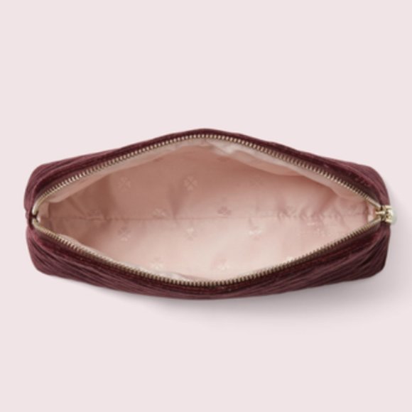 kate spade Amelia Velvet Medium Cosmetic Case bag purple cherrywood nwot - Picture 2 of 13